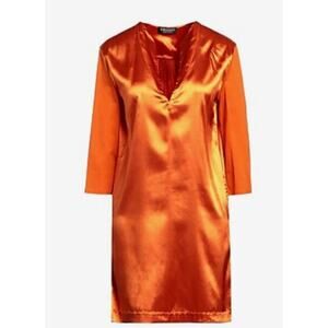 Twinset Satin Jersey Dress with wide sleeves orange M